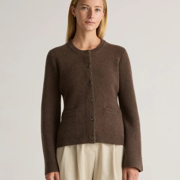Quince XS 100% Mongolian Cashmere Structured Cardigan Brown EUC! - Picture 4 of 6